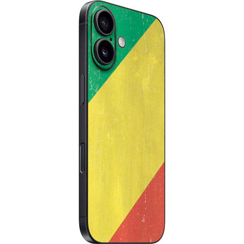 Republic of the Congo Flag Distressed iPhone 16 Plus Skin